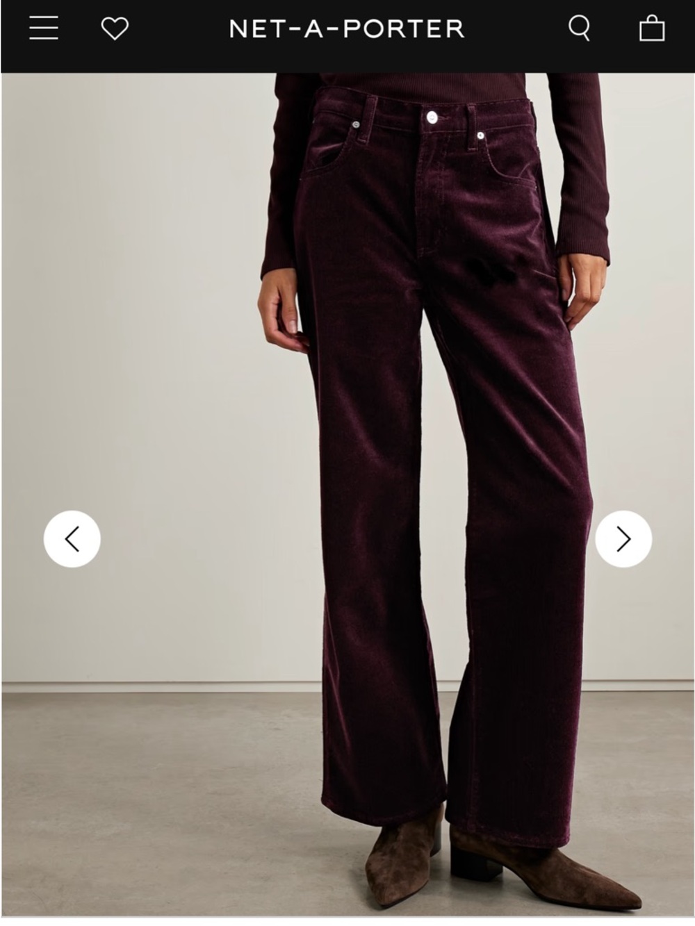 Citizens of Humanity Annina Cordurory wide leg burgundy size 25